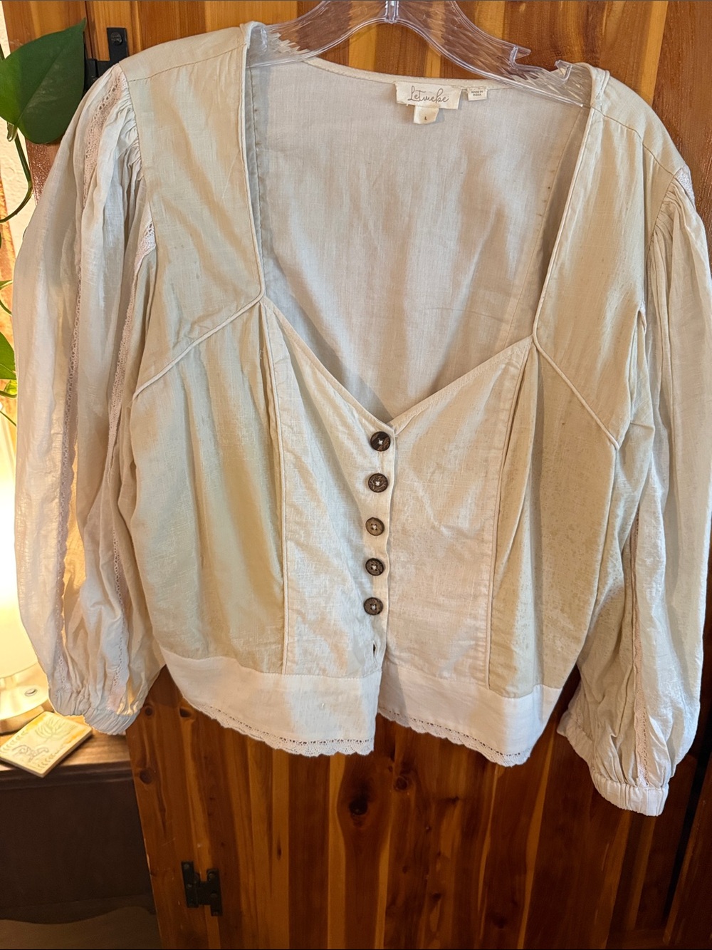 Letmeke / Anthropologie Soft Cream Button-Front Top